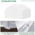 Outsunny Foliengewächshaus, 3,5 x 3 x 3 m Gewächshaus, Tomatenhaus mit UV-Schutz, Mesh-Fenster, Winddichtes Treibhaus für Garten, Balkon, Metall, Weiß - Thumbnail 5