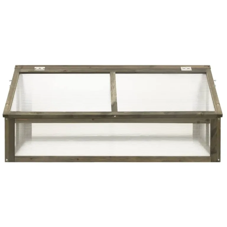 ARKEM Gewächshaus Grau 114x80x50 cm Tannenholz üBerwinterungszelt FüR Pflanzen Deko-GewäChshaus – Bild 3