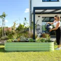 Hochbeet aus Metall 240x60x43 cm - Modulares 9-in-1 Hochbeete-Kit - Rostfreie Hochbeete für Garten aus Premium Zn-Al-Mg Stahl - Min. 20 Jahre Lebensdauer - 43 cm Hoch Gemüsebeet, Salbeigrün - Thumbnail 3