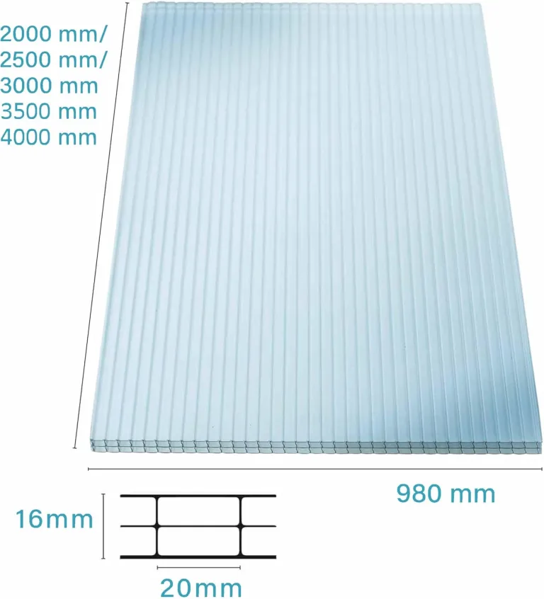 KAISER plastic® 4x Doppelstegplatten Polycarbonat 16/20-98x200 cm (7,84 m²) Klar & UV-beständig - Hohlkammerplatten Xtra Strong - Stegplatten für Dach, Gewächshaus, Carport – Bild 3