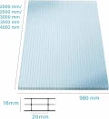 KAISER plastic® 4x Doppelstegplatten Polycarbonat 16/20-98x200 cm (7,84 m²) Klar & UV-beständig - Hohlkammerplatten Xtra Strong - Stegplatten für Dach, Gewächshaus, Carport - Thumbnail 3