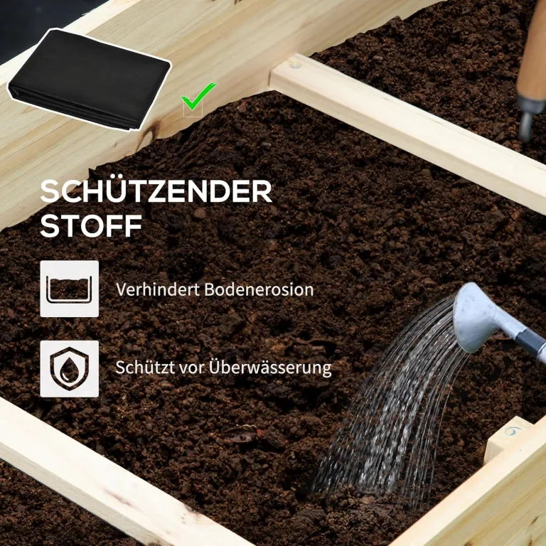 Outsunny Hochbeet Holz, Pflanzbeet Frühbeet Gartenbeet Blumentreppe Gemüsebeet 117 x 100 x 54 cm für Garten Balkon Terrasse, Pflanzentreppe für Blumen, Pflanzen,Obst, Gemüse – Bild 4
