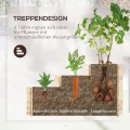 Outsunny Hochbeet Holz, Pflanzbeet Frühbeet Gartenbeet Blumentreppe Gemüsebeet 117 x 100 x 54 cm für Garten Balkon Terrasse, Pflanzentreppe für Blumen, Pflanzen,Obst, Gemüse - Thumbnail 3