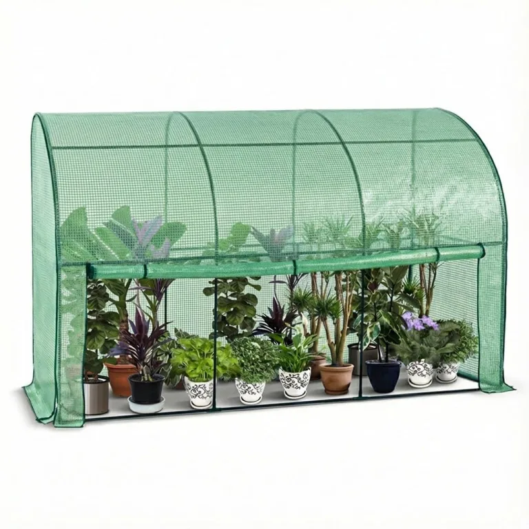 VOUNOT® Gewächshaus Foliengewächshaus, Anlehngewächshaus mit Seitenwände Aufrollbar, Tomatengewächshaus Winterfest Stabil, 200x100x180cm Weiß – Bild 10