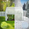 VOUNOT® Gewächshaus Foliengewächshaus, Anlehngewächshaus mit Seitenwände Aufrollbar, Tomatengewächshaus Winterfest Stabil, 200x100x180cm Weiß - Thumbnail 4