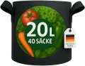 König Design 40x 20L Pflanzsack aus Vlies Stoff - 40er Set 20L Pflanztaschen aus 300 g/m² Filz & Vliesstoff - Pflanzgefäß Pflanzbeutel für Balkon Terrasse Gewächshaus & Garten - Thumbnail 1