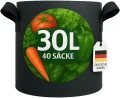 König Design 40x 30L Pflanzsack aus Vlies Stoff - 40er Set 30L Pflanztaschen aus 300 g/m² Filz & Vliesstoff - Pflanzgefäß Pflanzbeutel für Balkon Terrasse Gewächshaus & Garten - Thumbnail 1