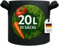 König Design 10x 20L Pflanzsack aus Vlies Stoff - 10er Set 20L Pflanztaschen aus 300 g/m² Filz & Vliesstoff - Pflanzgefäß Pflanzbeutel für Balkon Terrasse Gewächshaus & Garten - Thumbnail 1