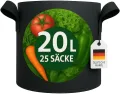 König Design 25x 20L Pflanzsack aus Vlies Stoff - 25er Set 20L Pflanztaschen aus 300 g/m² Filz & Vliesstoff - Pflanzgefäß Pflanzbeutel für Balkon Terrasse Gewächshaus & Garten - Thumbnail 4