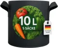 König Design 5X 10L Pflanzsack aus Vlies Stoff - 5er Set 10L Pflanztaschen aus 300 g/m² Filz & Vliesstoff - Pflanzgefäß Pflanzbeutel für Balkon Terrasse Gewächshaus & Garten - Thumbnail 4