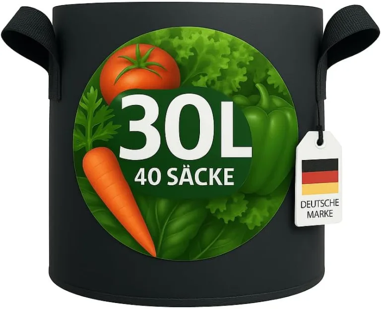 König Design 50x 30L Pflanzsack aus Vlies Stoff - 50er Set 30L Pflanztaschen aus 300 g/m² Filz & Vliesstoff - Pflanzgefäß Pflanzbeutel für Balkon Terrasse Gewächshaus & Garten – Bild 1