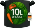 König Design 25x 10L Pflanzsack aus Vlies Stoff - 25er Set 10L Pflanztaschen aus 300 g/m² Filz & Vliesstoff - Pflanzgefäß Pflanzbeutel für Balkon Terrasse Gewächshaus & Garten - Thumbnail 4