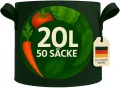 König Design 50x 20L Pflanzsack aus Vlies Stoff - 50er Set 20L Pflanztaschen aus 300 g/m² Filz & Vliesstoff - Pflanzgefäß Pflanzbeutel für Balkon Terrasse Gewächshaus & Garten - Thumbnail 1