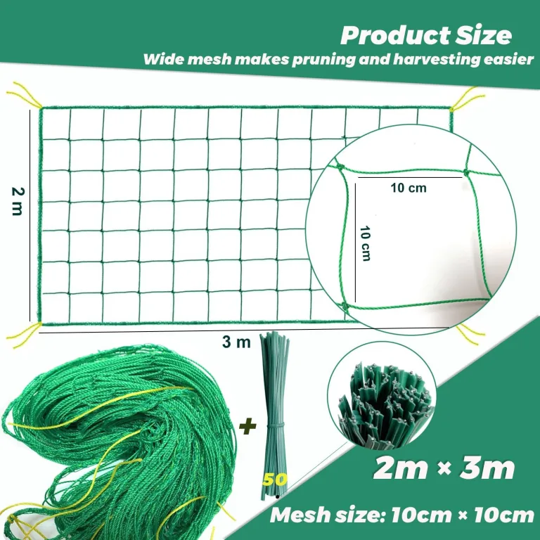 Rankgitter 2 x 3 m mit großem Masche, Gurkennetz, Rankgitter für Kletterpflanzen – ideal für Gurken, Tomaten, Gärten und Gewächshäuser – Bild 5