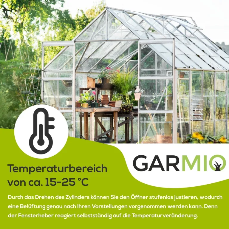 Automatischer Fensteröffner für Gewächshaus Zuchthaus Tomatenhaus Treibhaus Aufzucht Pflanzenhaus, Hubkraft 7 kg Hubhöhe max 45cm Fenster Temperaturbereich 15-25 °C – Bild 5