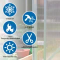 14x Polycarbonat Hohlkammerstegplatten 4mm, 10,25 m² Polycarbonatplatten ,50x Klammern, 50x Z-Clips, 60.5 x 121cm Doppelstegplatte, Stegplatte Gewächshausplatte UV-beständigen für Gewächshaus - Thumbnail 4