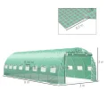 Outsunny Garten-Gewächshaus, Tunnel, 24 m², 8 x 3 x 2 m – 16 Fenster, Tür mit Reißverschluss, aufrollbar – Rohrgestell, verzinkter Stahl, Abdeckplane aus hochdichtem Polyethylen, Grün - Thumbnail 7