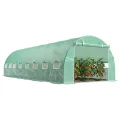Outsunny Garten-Gewächshaus, Tunnel, 24 m², 8 x 3 x 2 m – 16 Fenster, Tür mit Reißverschluss, aufrollbar – Rohrgestell, verzinkter Stahl, Abdeckplane aus hochdichtem Polyethylen, Grün - Thumbnail 9