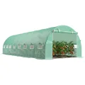 Outsunny Garten-Gewächshaus, Tunnel, 24 m², 8 x 3 x 2 m – 16 Fenster, Tür mit Reißverschluss, aufrollbar – Rohrgestell, verzinkter Stahl, Abdeckplane aus hochdichtem Polyethylen, Grün - Thumbnail 1