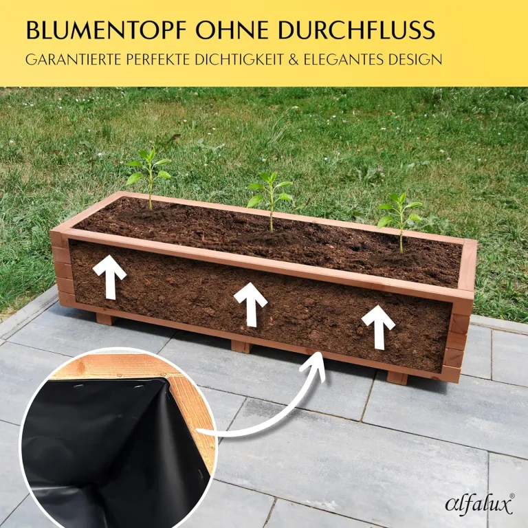 Hochbeet 60 x 40 x 30H cm Blumenkasten aus Holz Pflanzkübel Garten Balkon Terrasse Pflanzkasten Nuss Braun 60KAN4030NU – Bild 4