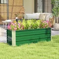 Outsunny Hochbeet aus Stahl Gartenbeet Pflanzkasten Blumenkasten Blumenkübel mit Handschuhe Grün 125 x 47 x 40 cm - Thumbnail 6
