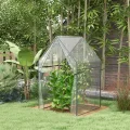 Outsunny Foliengewächshaus, Gewächshaus, Treibhaus mit Doppeltür, Winddichtes Tomatenhaus, Pflanzenhaus für Garten, PE, Transparent, 90 x 90 x 145 cm - Thumbnail 4
