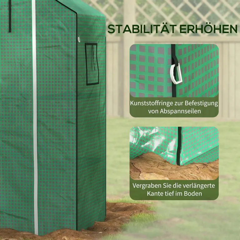 Outsunny Gewächshausfolie 1,4 x 1,9 m, wasserdicht Gartenfolie mit UV Schutz Fenster, Reißfest Folie aus Polyethylen, Abdeckplane für Treibhaus, Tunnelfolie für Außenbereich, Pflanzen, Grün – Bild 6