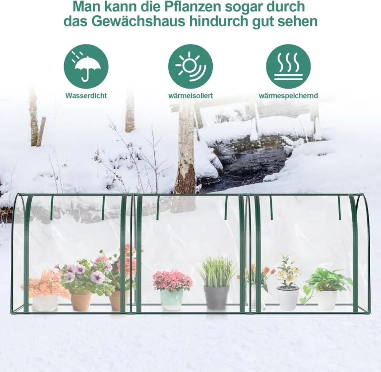Ikodm Gewächshaus Foliengewächshaus 200 x 80 x 170/150cm (LxBxH) mit Gitternetzfolie und Fernster, Tomatengewächshaus tomatenhaus 140 g/㎡ PE wasserdichte Folie für Garten Pflanzenwachstum – Bild 4