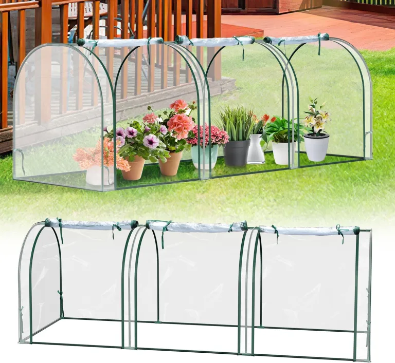 Ikodm Gewächshaus Foliengewächshaus 200 x 80 x 170/150cm (LxBxH) mit Gitternetzfolie und Fernster, Tomatengewächshaus tomatenhaus 140 g/㎡ PE wasserdichte Folie für Garten Pflanzenwachstum – Bild 1
