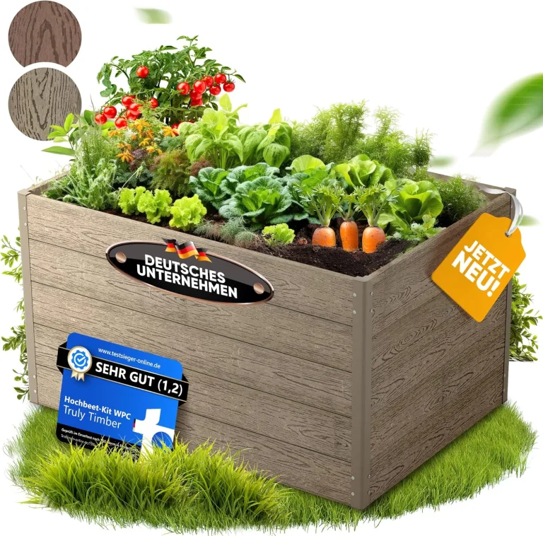 Hochbeet WPC EcoFusion 123x64x71cm – extrem Langlebig [Woody-Look] Komplettpaket mit vorgebohrten Löchern | Hochbeete für Garten Hochbeete-kit Bausatz – Bild 8
