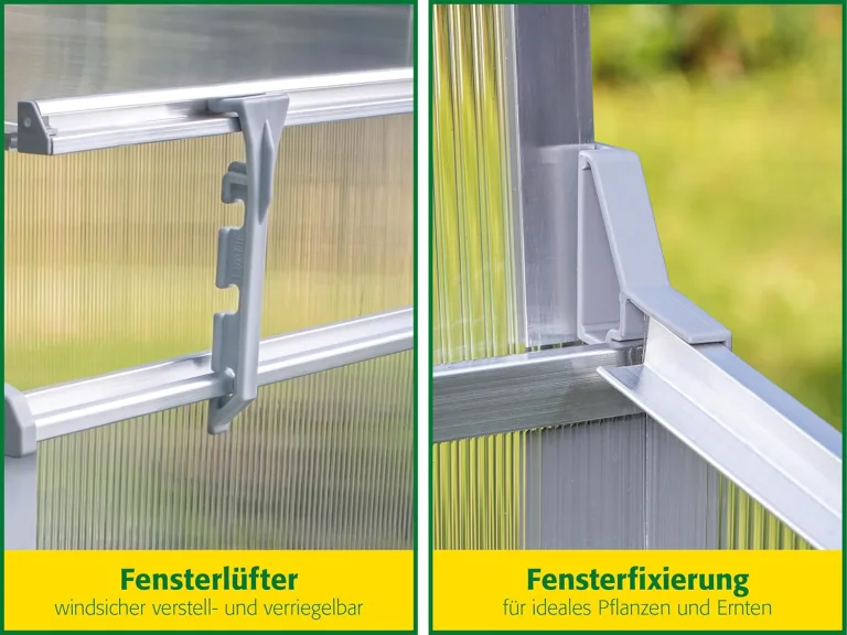 JUWEL Thermo Frühbeet Easy FIX 120/80 (für Palettenrahmen-Hochbeete 120x80 cm, rostfreie Aluprofile, 2 Fenster mit Windsicherung, 4 mm Hohlkammerplatten) 20222 – Bild 3