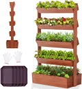 SUNYRISY Holz Hochbeet Premium Blumenkasten Balkon, 4 Etagen Outdoor Blumentreppe Pflanztreppen Gemüsebeet Kräuterbeet Mit Etagen, Balkon Garten Terrasse Dekoration - Thumbnail 7