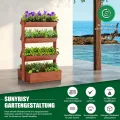 SUNYRISY Holz Hochbeet Premium Blumenkasten Balkon, 4 Etagen Outdoor Blumentreppe Pflanztreppen Gemüsebeet Kräuterbeet Mit Etagen, Balkon Garten Terrasse Dekoration - Thumbnail 3