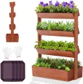SUNYRISY Holz Hochbeet Premium Blumenkasten Balkon, 4 Etagen Outdoor Blumentreppe Pflanztreppen Gemüsebeet Kräuterbeet Mit Etagen, Balkon Garten Terrasse Dekoration - Thumbnail 1