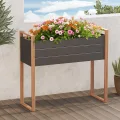 Grand patio Hochbeet Garten, Wetterfest, Metall Pflanzbeet mit Entwässerungslöcher, Blumenkasten für Outdoor, Balkon (100X38X44CM) - Thumbnail 9
