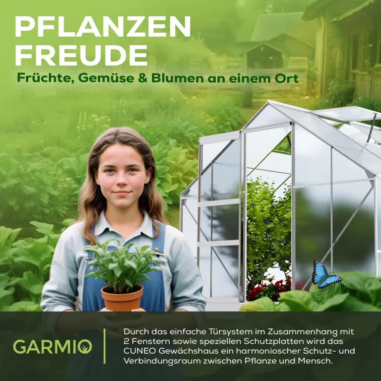 Gewächshaus Arona 310x250cm für den Garten, Alu Frühbeet inklusive Fundament, 4 Dachfenster Treibhaus Aufzucht Pflanzenhaus Tomatenhaus 7,75m² UV-Schutz – Bild 4
