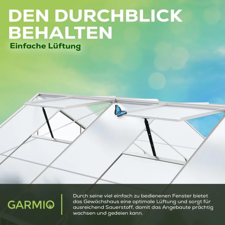 Gewächshaus Arona 310x250cm für den Garten, Alu Frühbeet inklusive Fundament, 4 Dachfenster Treibhaus Aufzucht Pflanzenhaus Tomatenhaus 7,75m² UV-Schutz – Bild 7