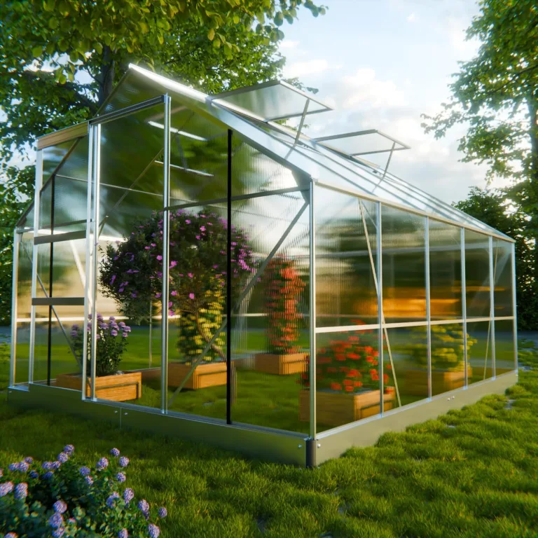 Gewächshaus Arona 310x250cm für den Garten, Alu Frühbeet inklusive Fundament, 4 Dachfenster Treibhaus Aufzucht Pflanzenhaus Tomatenhaus 7,75m² UV-Schutz – Bild 2
