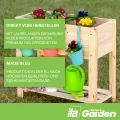 ITA Hochbeet aus Holz 80x37x78 cm - Pflanzkasten mit Ablageboden & Innenfolie - Made in EU - Direkt vom Hersteller - FSC Kiefernholz - Pflanzbeet Blumenkasten für Garten Balkon Terrasse - Braun - Thumbnail 2