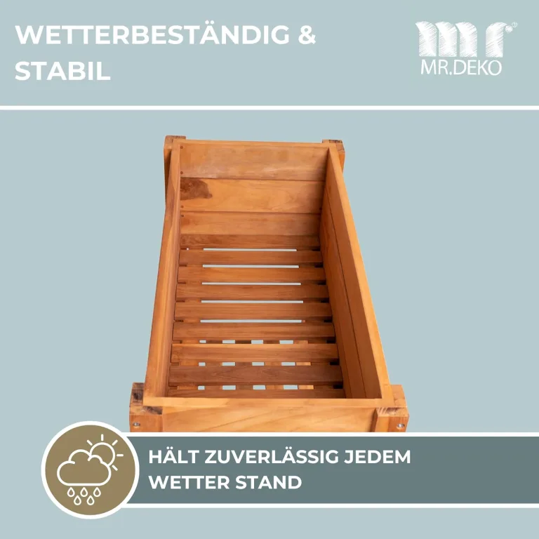 Hochbeet Kräuter aus Teakholz | modernes Gartenbeet XL Blumenkasten 86x40x80 cm (BxTxH) | großes Kräuterbeet | Pflanzenbeet für den Balkon-Garten | Naturholz mit Folie | Sichtschutz – Bild 4