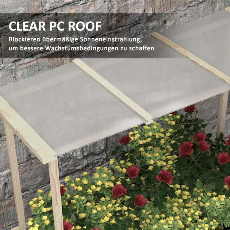 Outsunny Hochbeet aus Holz, Frühbeet mit Deckel, Pflanzkasten mit Vliesstoff, Blumenkasten Kräuterbeet für Garten, Balkon, 110 x 60 x 152 cm, Natur – Bild 4