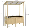 Outsunny Hochbeet aus Holz, Frühbeet mit Deckel, Pflanzkasten mit Vliesstoff, Blumenkasten Kräuterbeet für Garten, Balkon, 110 x 60 x 152 cm, Natur - Thumbnail 7