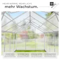 tectake® Aluminium Gewächshaus, 375x185x195 cm, Treibhaus, Tomatenhaus, Frühbeet, Pflanzenhaus, UV beständig, 4 mm Platte, Schiebetür & Dachfenster, Schütz vor Kälte, Regen und Frost - mit Fundament - Thumbnail 3