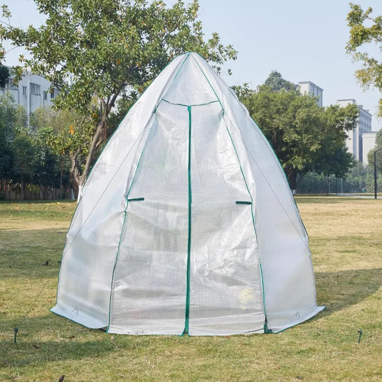 [en.casa] Gewächshaus Hunze Foliengewächshaus zur Anzucht Überwinterungszelt mit Reißverschluss Frühbeet PE-Plane Tomatengewächshaus Pflanzenschutz 200x240cm Weiß – Bild 2