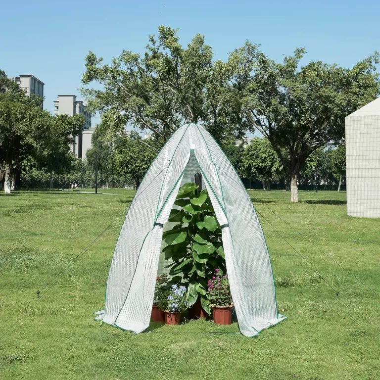 [en.casa] Gewächshaus Hunze Foliengewächshaus zur Anzucht Überwinterungszelt mit Reißverschluss Frühbeet PE-Plane Tomatengewächshaus Pflanzenschutz 200x240cm Weiß – Bild 9