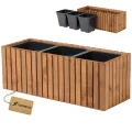 Pflanzkübel Holz – imprägniert wetterfest – mit herausnehmbarem Kunststoffeinsatz – Pflanztopf Blumenkasten für Balkon Garten Terrasse (Vertikal-braun 36x36 H35 cm) - Thumbnail 9