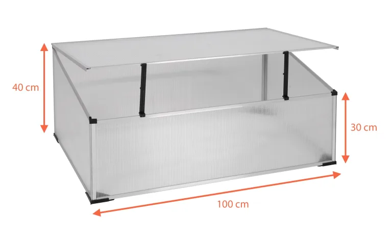 Spetebo Frühbeetkasten mit Aluminium Rahmen - 100 x 60 cm - Kleines Gewächshaus mit Schrägdach - Polycarbonat Treibhaus Kasten Gemüsebeet Abdeckung – Bild 2