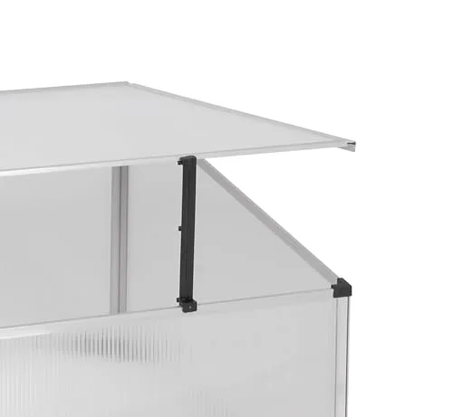 Spetebo Frühbeetkasten mit Aluminium Rahmen - 100 x 60 cm - Kleines Gewächshaus mit Schrägdach - Polycarbonat Treibhaus Kasten Gemüsebeet Abdeckung – Bild 6