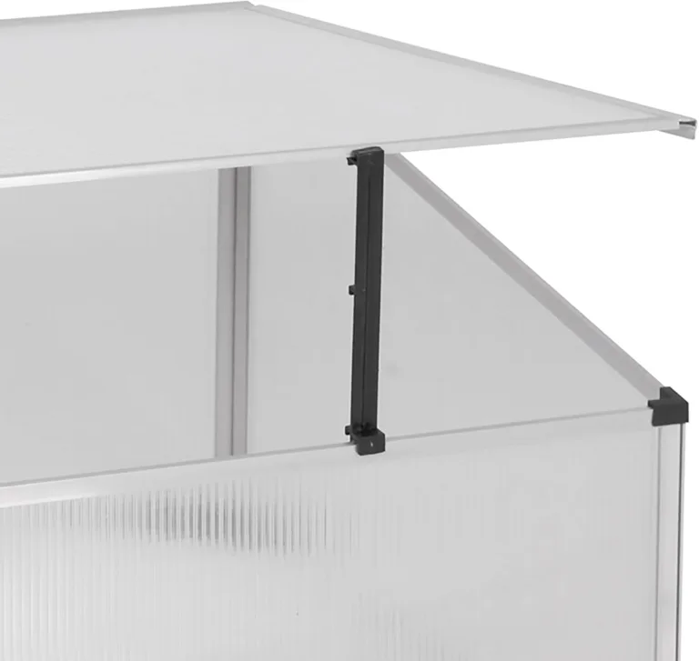 Frühbeetkasten mit geteiltem Deckel - 120 x 80 cm - Kleines Gewächshaus mit Schrägdach - Polycarbonat Treibhaus Kasten Gemüsebeet Abdeckung – Bild 3