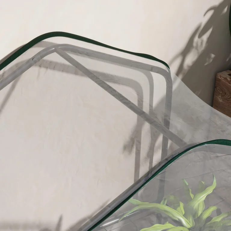 Outsunny Gartengewächshaus Balkongewächshaus Regal Gewächshaus 3 Ebenen ABM. 59L x 39l x 127H cm pulverbeschichtetes Metall Transparent Grün – Bild 9